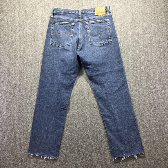 Levis Wedgie Straight Jeans Womens 29x28 Button Fly Raw Hem Denim - Picture 2 of 12